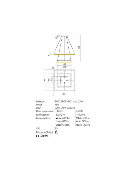 Redo Group Febe Pendant Light LED with Natural White Light Black