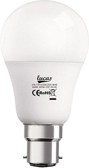 Lucas LED Bulb 11W for Socket B22 and Shape A60 Cool White 1055lm
