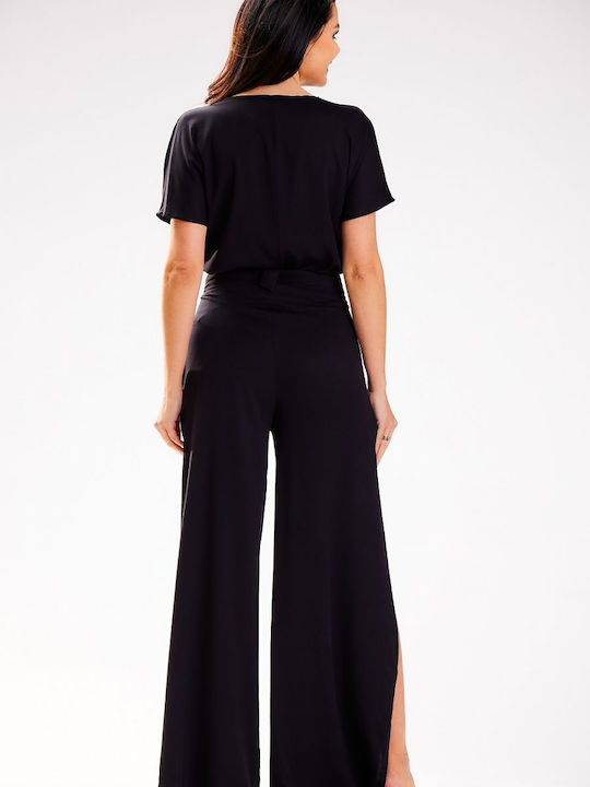 Awama A589 Women's High-waisted Fabric Trousers Black