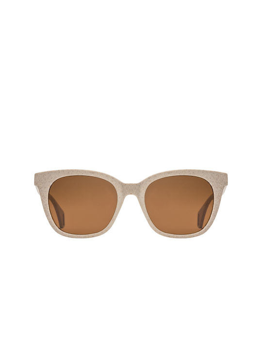 Mare Ochelari de soare cu Beige Honey Din plastic Rame și Maro Polarizate Lentilă 05-3308-2