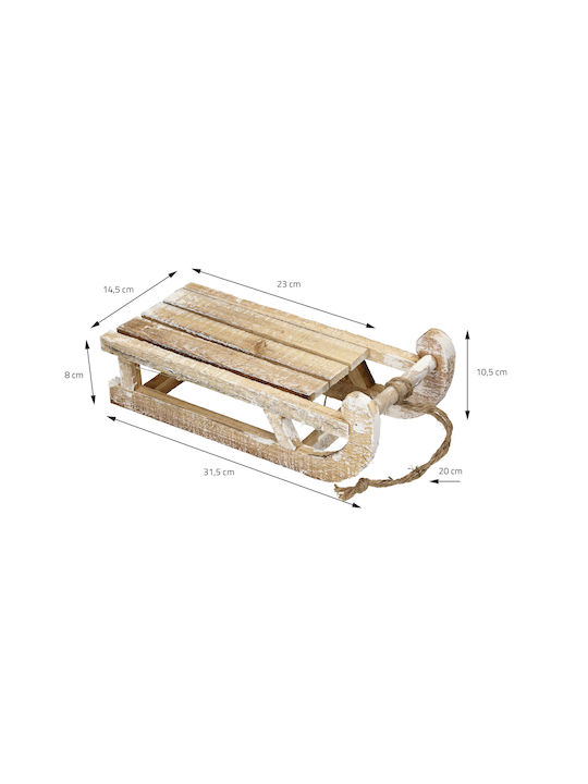 ECD Germany Beleuchtet Weihnachtliche Holz Figur Schlitten Weiß Höhe 31.5cm