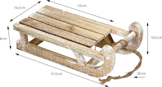 ECD Germany Illuminated Christmas Wooden Figure Sleigh White Height 31.5cm
