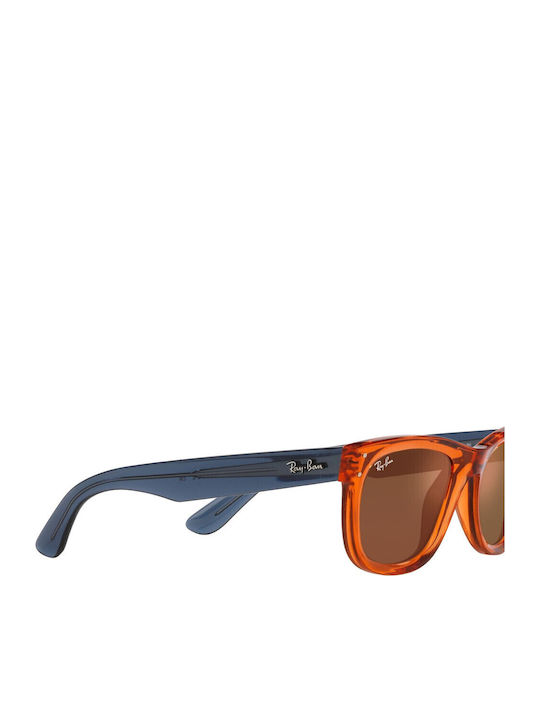 Ray Ban Wayfarer Reverse Unisex Sonnenbrille mit Orange Kunststoff Gestell und Braun Linse RBR0502S 6712GM