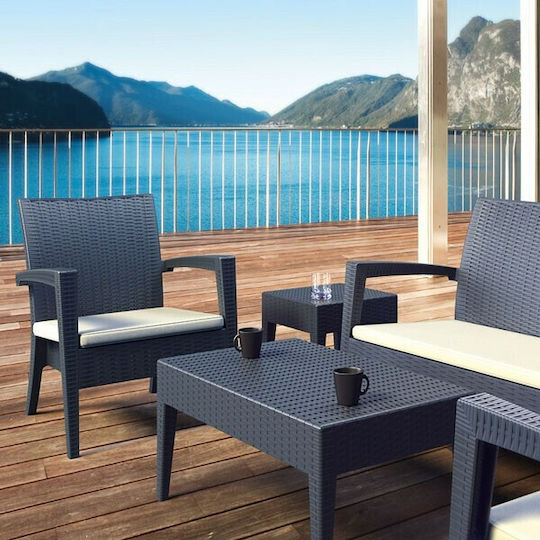 Masa Masa de lounge pentru spații exterioare Ratan Miami Gri 92x53x45buc