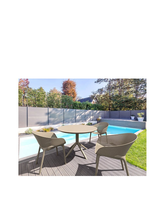 Masa pentru spații exterioare din polipropilenă Sky Taupe 105x105x74buc