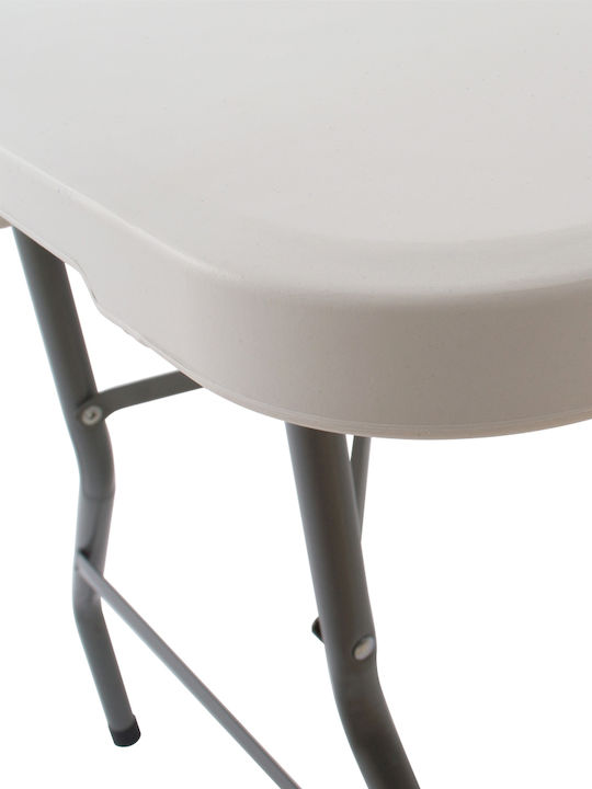Outdoor Dinner Foldable Table with Plastic Surface and Metal Frame White 180x74x74.5cm