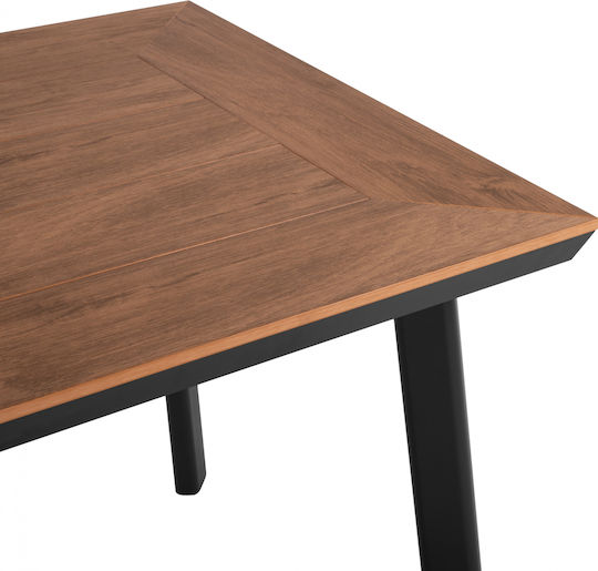 Taber Outdoor Dinner Free Standing Table with Polywood Surface and Aluminum Frame Anthracite 80x80x72cm