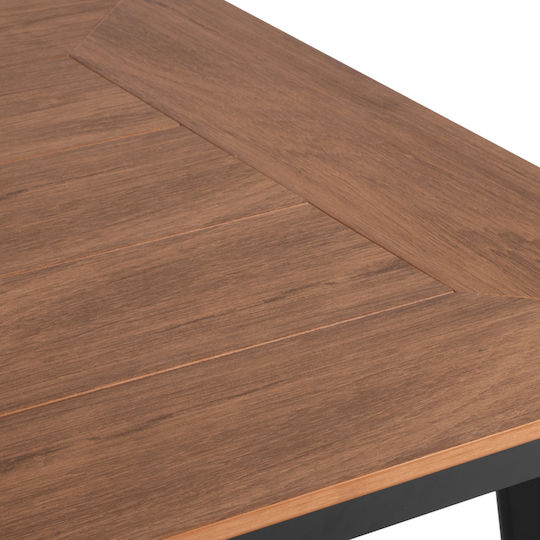 Taber Outdoor Dinner Free Standing Table with Polywood Surface and Aluminum Frame Anthracite 80x80x72cm