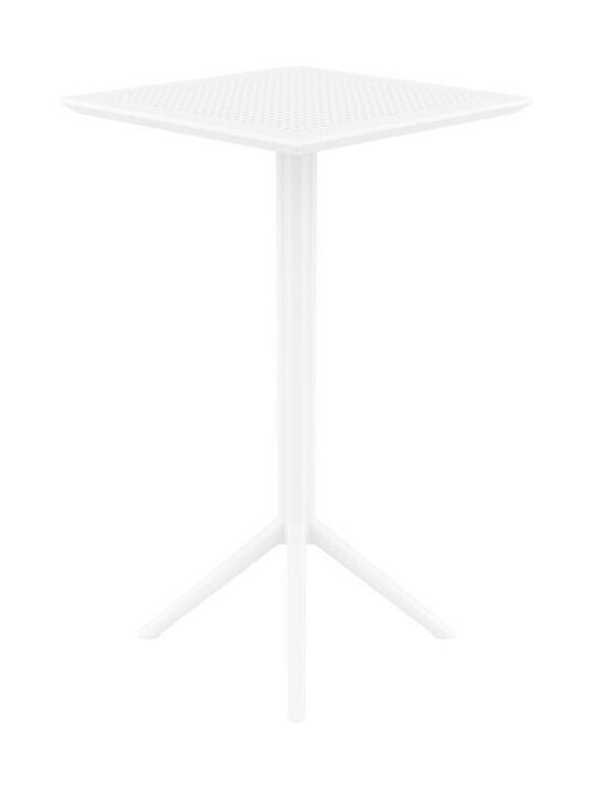 Τραπέζι Μπαρ Εξωτερικού Χώρου από Πολυπροπυλένιο Πτυσσόμενο Sky White 60x60x108εκ.