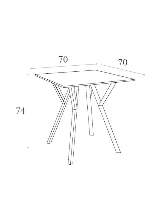 Max Outdoor Dinner Free Standing Polypropylene Table White 70x70x74cm
