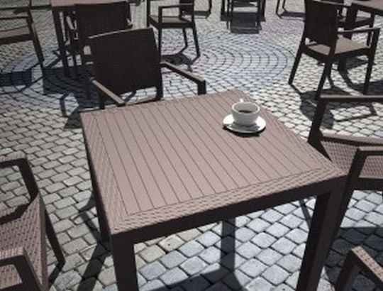 Tisch für kleine Außenbereiche Rattan Stabil Orlando Braun 80x80x75cm