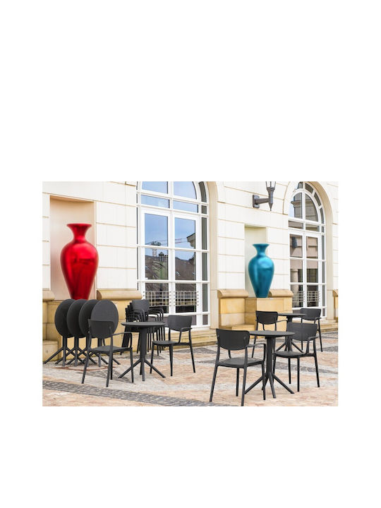 Sky Outdoor Dinner Foldable Polypropylene Table Black 60x60x74cm