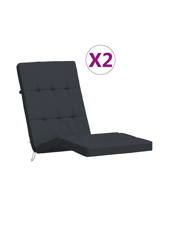 vidaXL Impermeabil Pernă pentru Șezlong Negru 2buc 55x180cm.