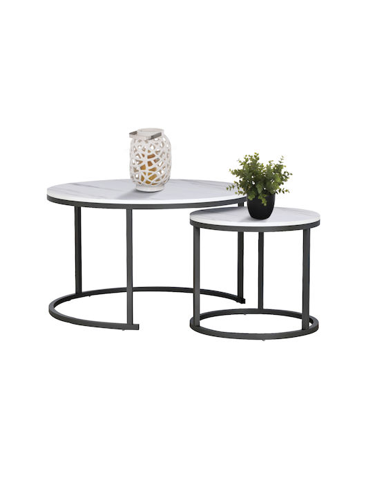 Round Zigzag Set Set Wooden Black / White 2pcs L80xW80xH48cm.