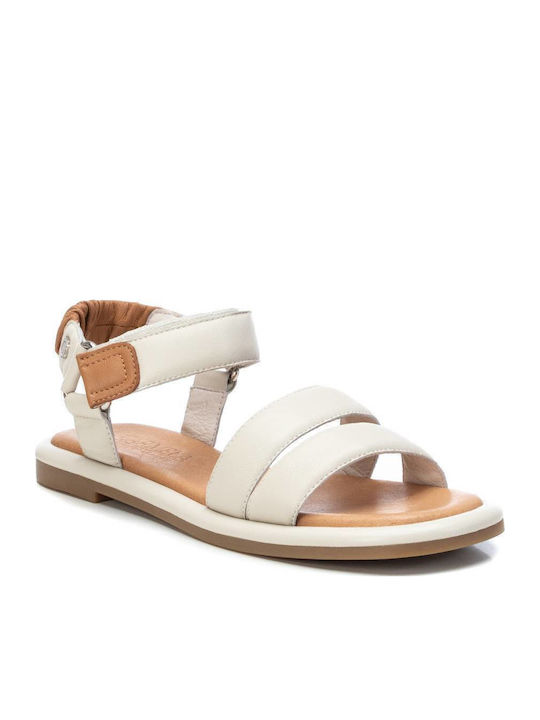 Leather Women's Flat Sandals with Strap Ice