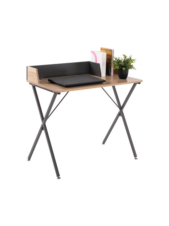 Schreibtisch Holz mit Metallbeinen Grey / Natural 90x50x78cm
