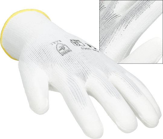 ECD Germany Arbeitshandschuhe Garten Weiß Polyurethan/Polyester 1Stück