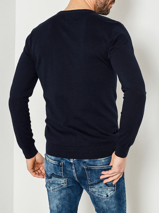 Petrol Industries Men's Long Sleeve Sweater with V-Neck Navy Blue