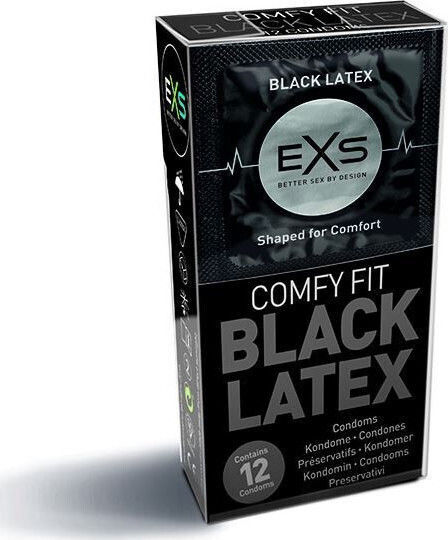 EXS Προφυλακτικά Black Latex Condoms 12τμχ 54mm Λεπτά για Φυσική Αίσθηση Natural Vegan