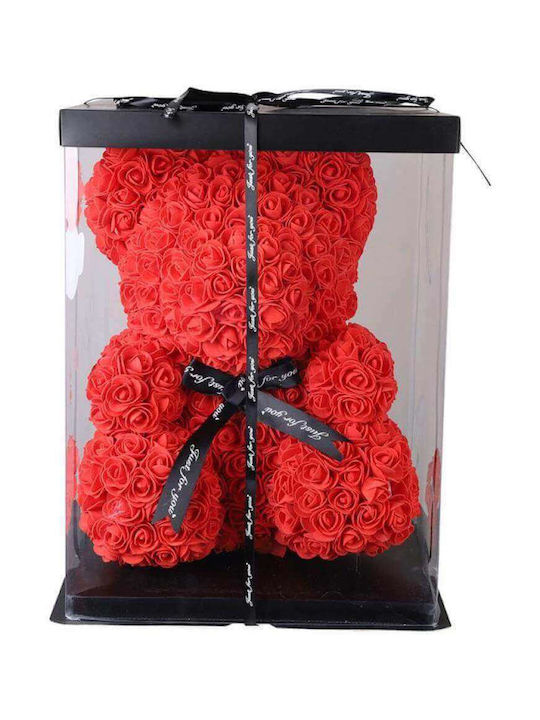 Giftland Teddybär aus Künstlichen Rosen Rot 40cm in Box 1Stück