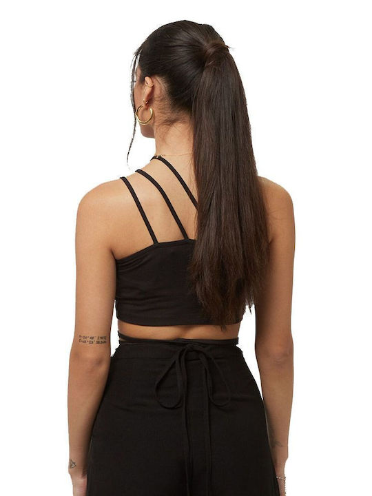 Karl Kani Women's Summer Crop Top with One Shoulder Black