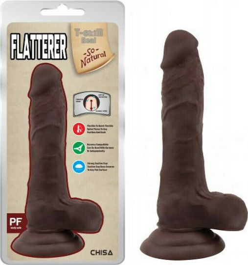Chisa Novelties Flatterer T-Skin Real Ρεαλιστικό Dildo με Όρχεις και Βεντούζα Brown 18cm