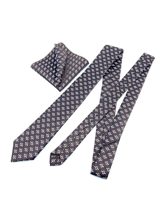 Legend Accessories Set de Cravată pentru Bărbați Tipărit în Culorea Maro