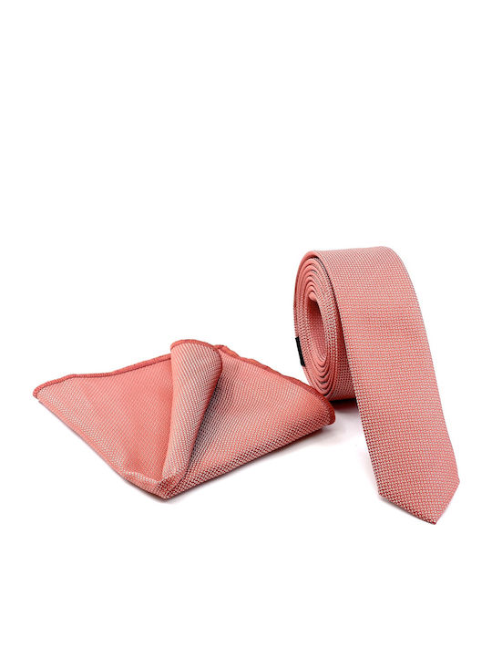 Legend Accessories Σετ Ανδρικής Γραβάτας Μονόχρωμη σε Πορτοκαλί Χρώμα L-047-74-4.5CM
