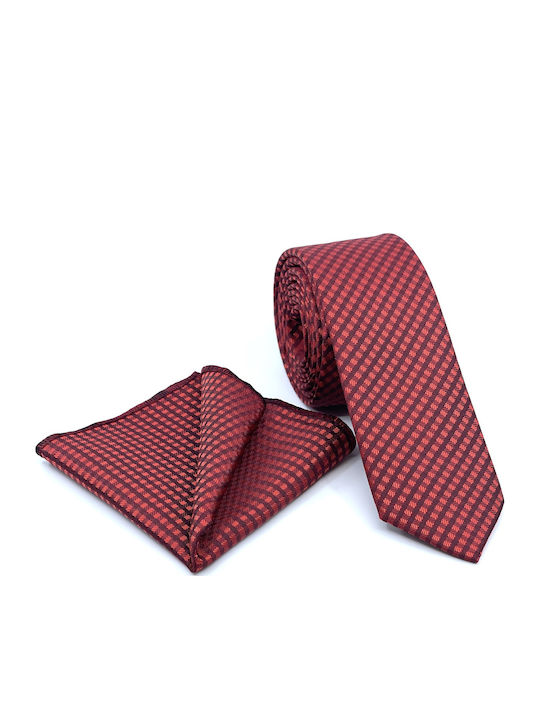 Legend Accessories Σετ Ανδρικής Γραβάτας με Σχέδια σε Κόκκινο Χρώμα