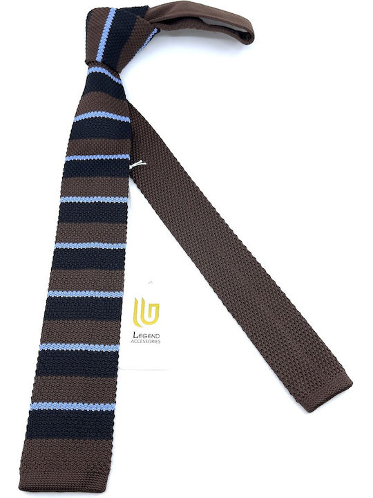 Legend Accessories Ανδρική Γραβάτα Πλεκτή με Σχέδια σε Καφέ Χρώμα