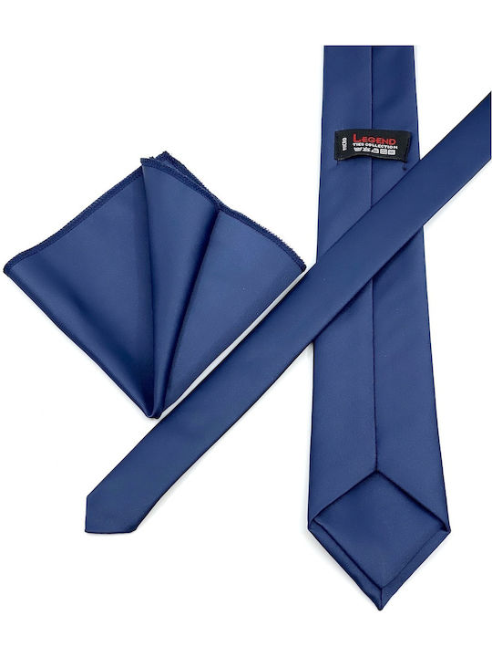 Legend Accessories Σετ Ανδρικής Γραβάτας Συνθετική Μονόχρωμη σε Μπλε Χρώμα