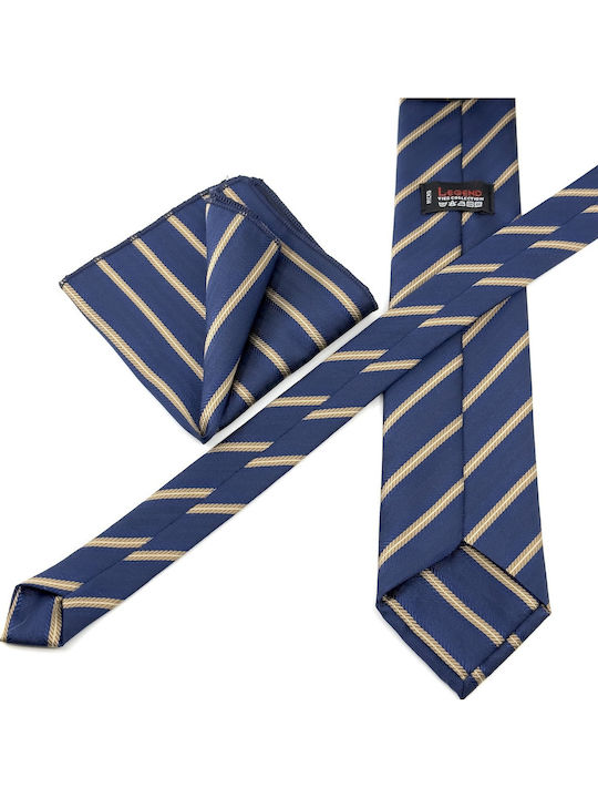 Legend Accessories Set Herren Krawatte Seide mit Mustern in Blau Farbe