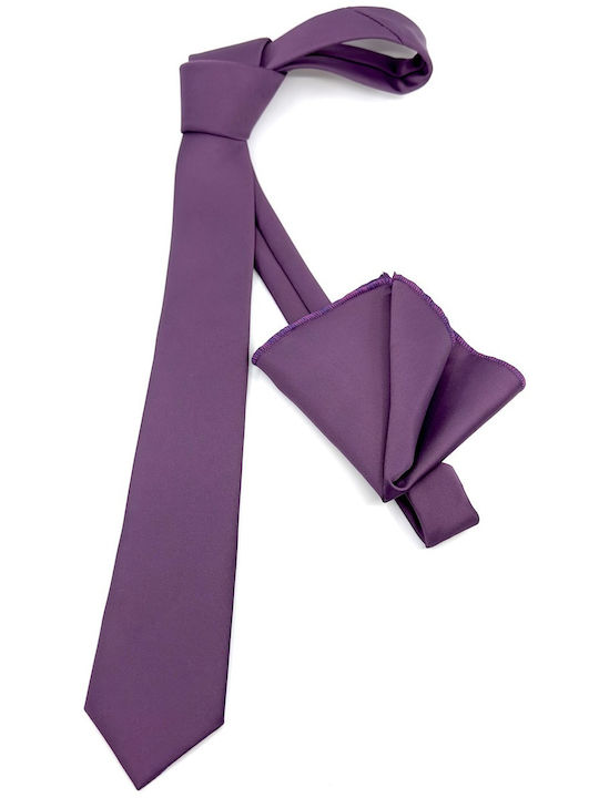 Legend Accessories Set de Cravată pentru Bărbați Monocromie în Culorea Violet Legend Accessories Set de Cravată pentru Bărbați Monocromie în Culorea Violet