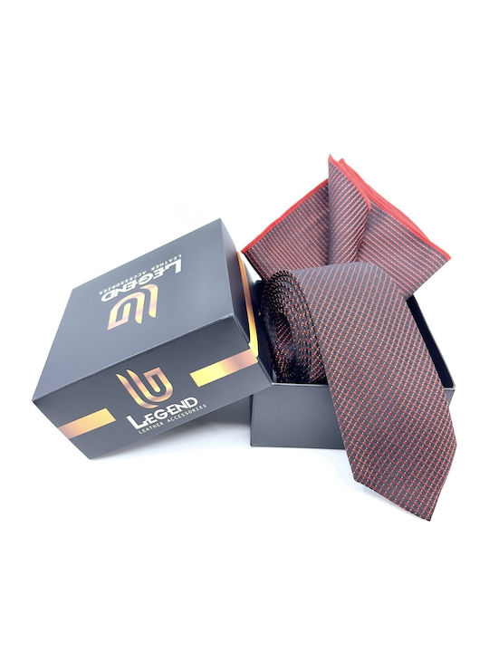 Legend Accessories Σετ Ανδρικής Γραβάτας Συνθετική με Σχέδια σε Μπορντό Χρώμα
