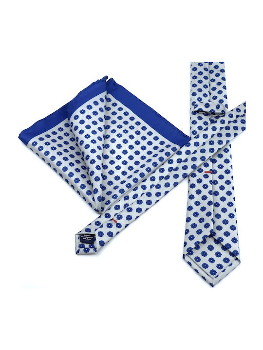 Legend Accessories Ανδρική Γραβάτα Μεταξωτή με Σχέδια σε Λευκό Χρώμα