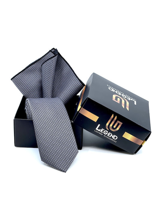 Legend Accessories Men's Tie Set Synthetic Printed in Gray Color