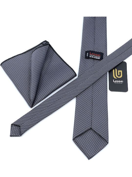 Legend Accessories Men's Tie Set Synthetic Printed in Gray Color