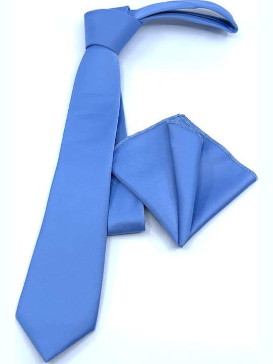 Legend Accessories Σετ Ανδρικής Γραβάτας Μονόχρωμη σε Μπλε Χρώμα