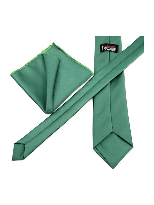 Legend Accessories Σετ Ανδρικής Γραβάτας Μονόχρωμη σε Πράσινο Χρώμα