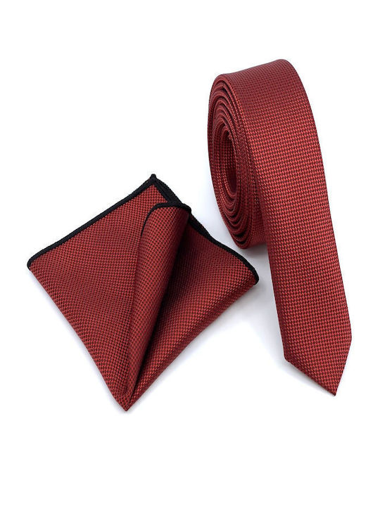 Legend Accessories Σετ Ανδρικής Γραβάτας Μονόχρωμη σε Κόκκινο Χρώμα
