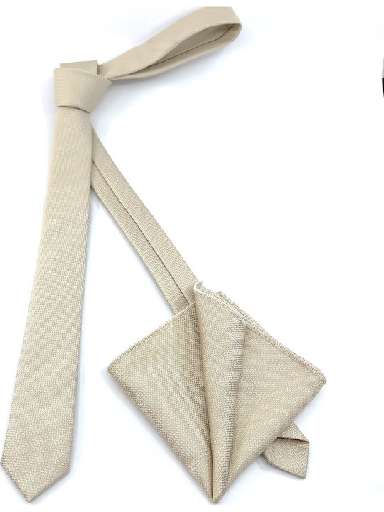 Legend Accessories Σετ Ανδρικής Γραβάτας Μονόχρωμη σε Μπεζ Χρώμα L-047-22-4.5CM