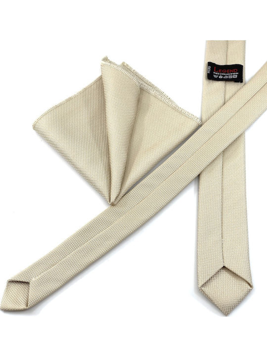 Legend Accessories Σετ Ανδρικής Γραβάτας Μονόχρωμη σε Μπεζ Χρώμα L-047-22-4.5CM