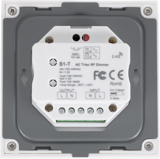 GloboStar SKYDANCE Διακόπτης Dimmer με Πλαίσιο LED Αφής 360W σε Λευκό Χρώμα