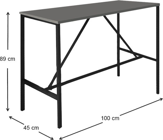 Crego Table Bar Wooden with Metal Frame Black 100x45x89cm