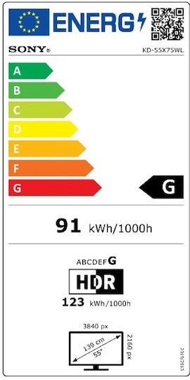 Sony Smart Television 55" 4K UHD LED KD-55X75WL HDR (2023)