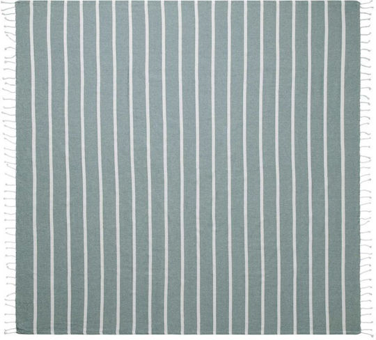 Butlers Strandtuch Baumwolle Grün mit Fransen 200x180cm.
