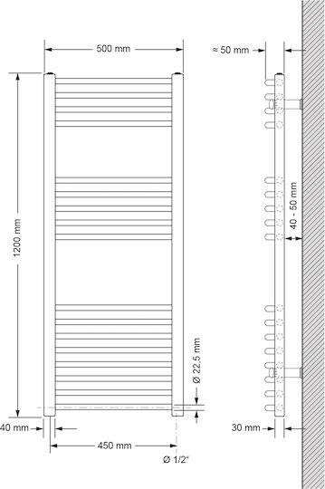 ECD Germany Electric Towel Rail 900W 120x50cm White
