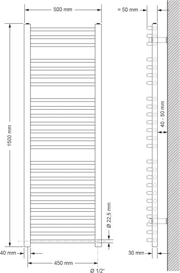 ECD Germany Πετσετοκρεμάστρα Μπάνιου 1500x500 Λευκή