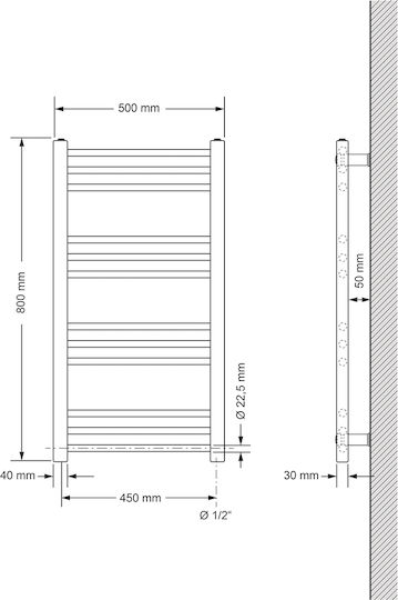 ECD Germany Electric Towel Rail 300W 80x50cm White