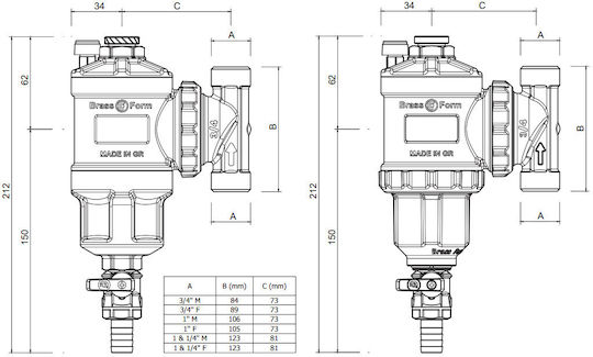 Brass Form 432 1" Magnetic Filter for Boiler